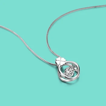 

High Quality Silver Jewelry 925 Silver Necklace for Women Cubic Zirconia Inlaid Sterling Silver Pendant Necklace Simple chain