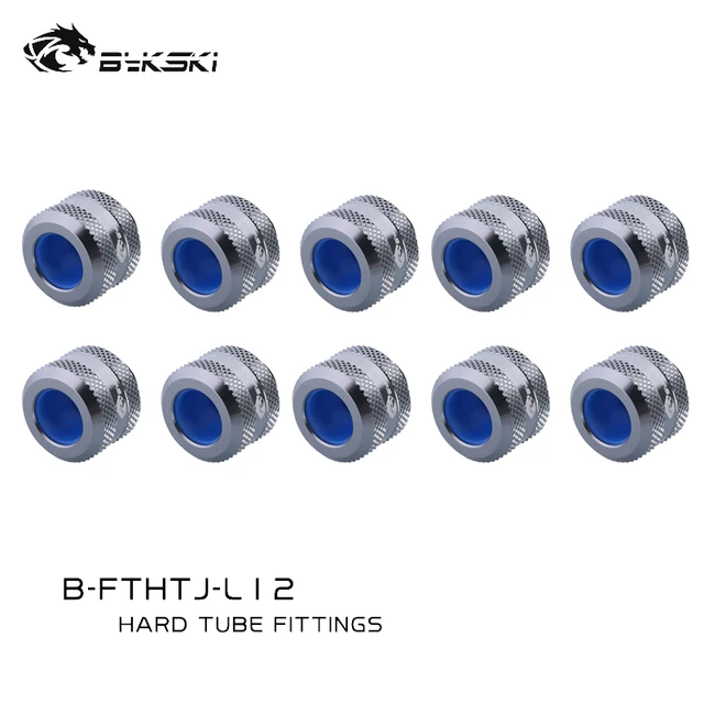 10pcs Bykski 8x12MM Hard Tube Hand Compression Fittings Anti Off ,Black,Red,White,Gold,Silver,Blue,G1/4 
