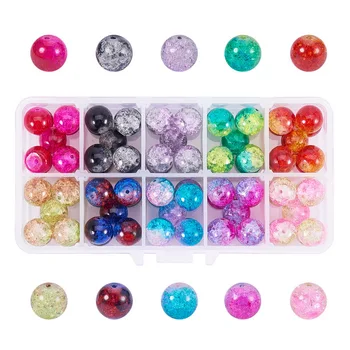 

Handcrafted Crackle Lampwork Glass Round Beads Assortment Lot for Jewelry Making