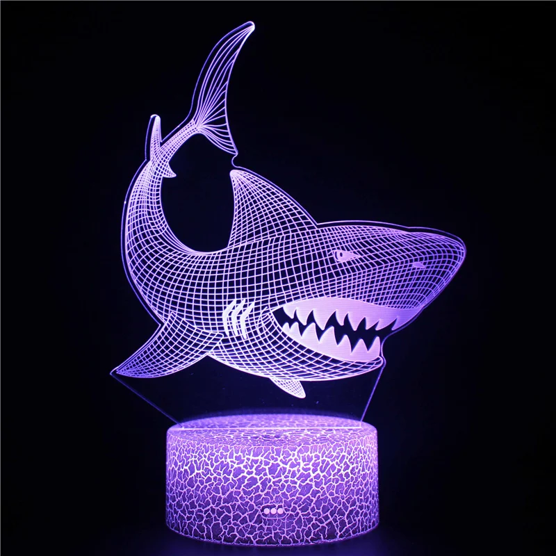 nite light Shark 3D Illusion Lamp Christmas Gift Night Light Beside Table Lamp 16 Colors Auto Changing Desk Decoration Lamps Birthday night table lamps