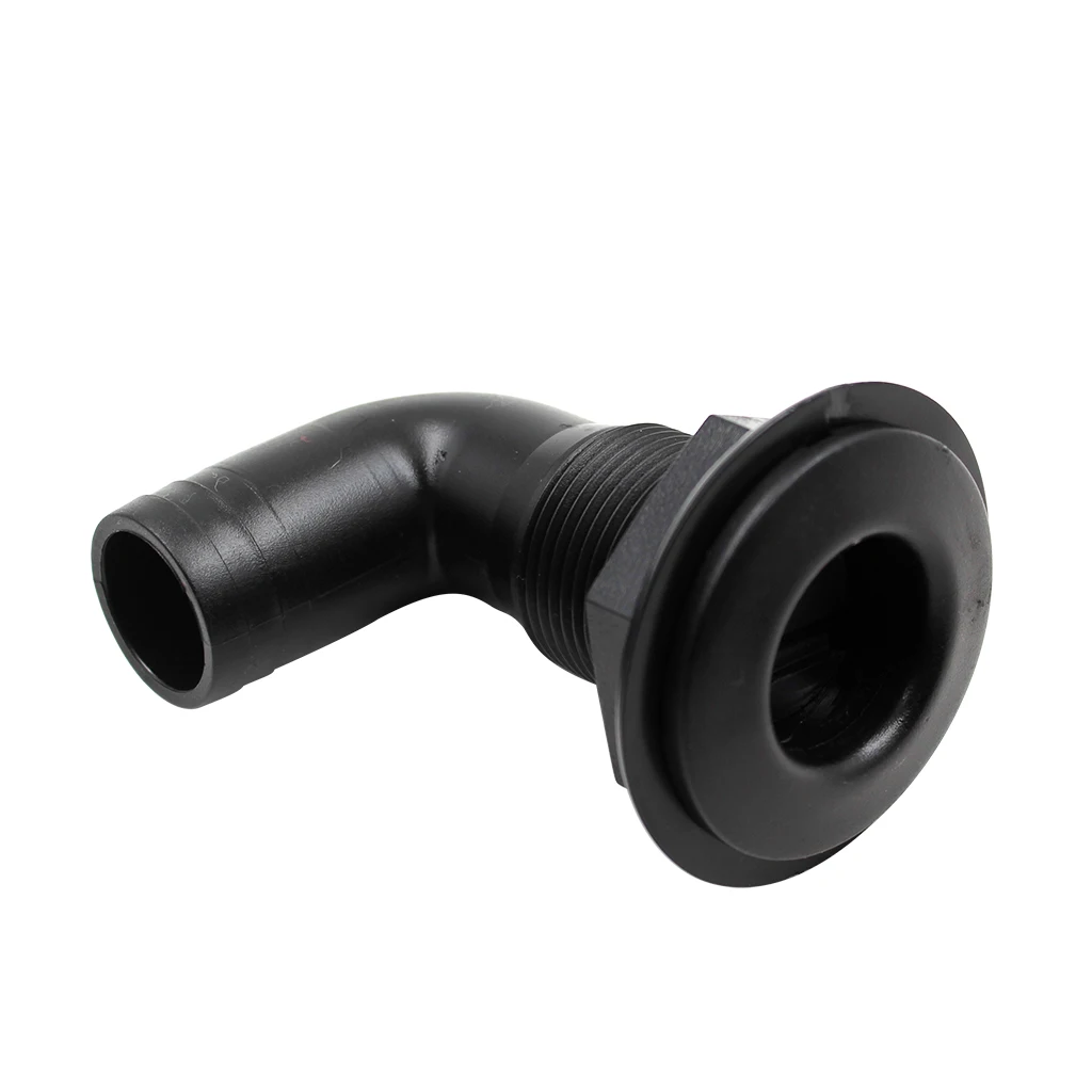 1`` Black Nylon Thru Hull Fitting Hose 90 Degree for Marine Boat