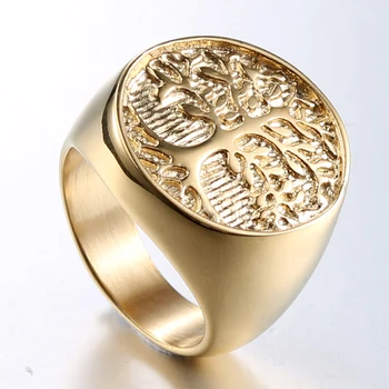 

CXQNEWA men women stainless steel gold Life Tree 8-13# ring Punk unisex high quality finger ring plant pattern jewelry wholesale