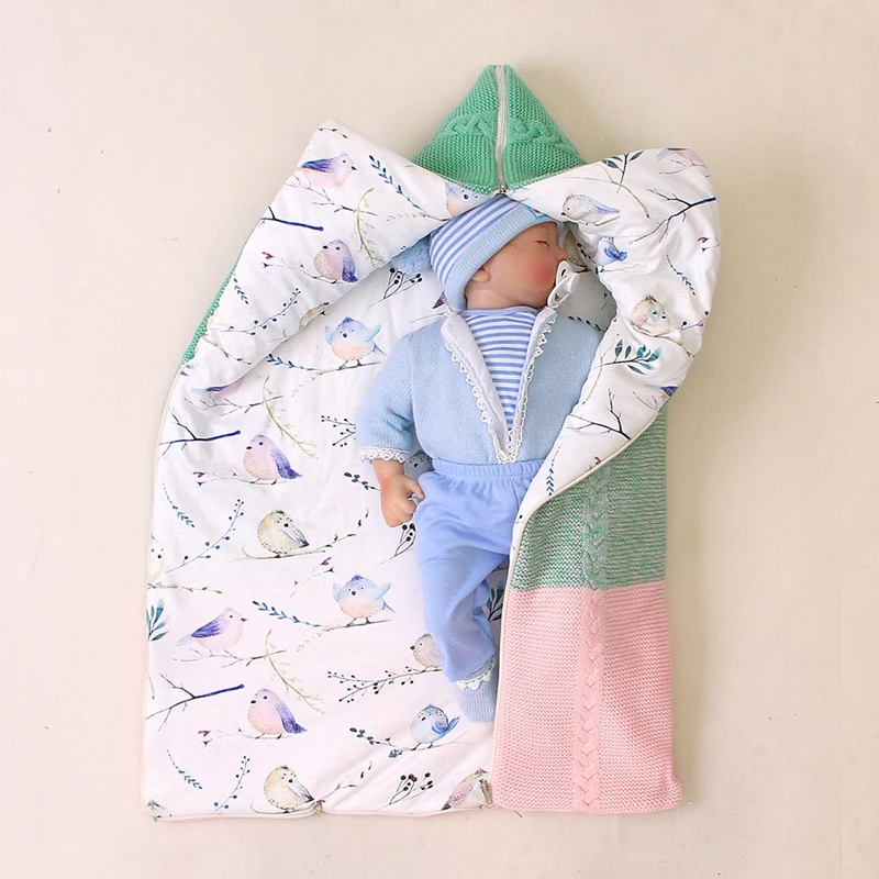 Зимний теплый спальный мешок для новорожденного ребенка, матовая плотная флисовая Пеленка, сумка для коляски с капюшоном, Пеленание младенца, уличная одежда