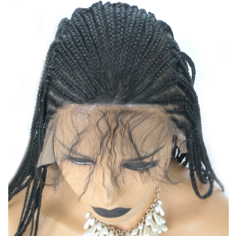 Харизма 13X6 Кружева часть длинные плетеные парики для чернокожих Для женщин синтетический Синтетические волосы на кружеве парик с волосами младенца волосы косы Синтетические волосы на кружеве парик