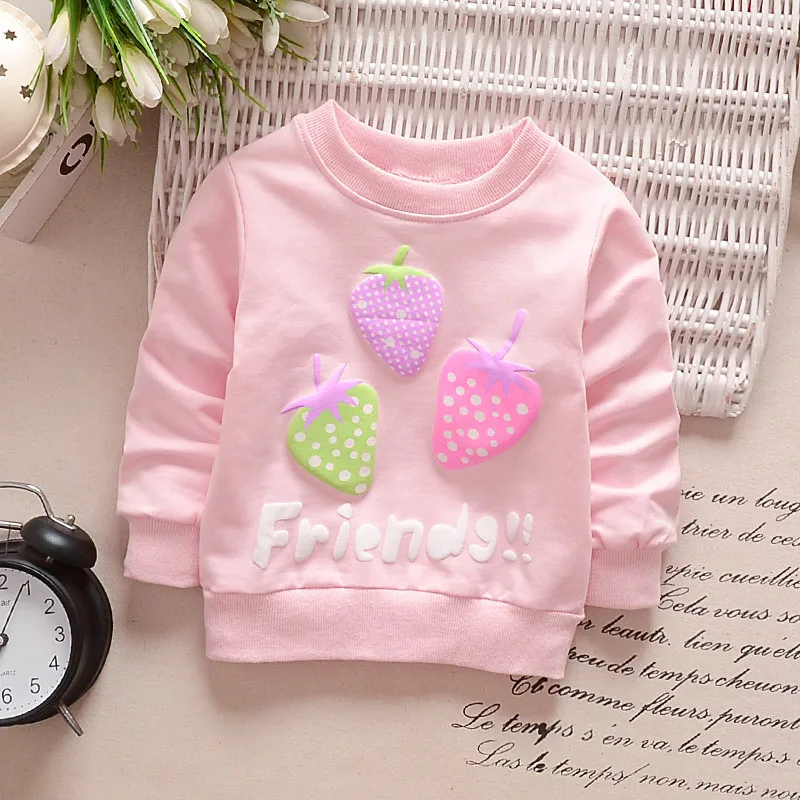 Г. Новинка, джемпер для девочек весенне-осенний детский хлопковый свитер с длинными рукавами и капюшоном детская футболка, одежда - Цвет: pink strawberry