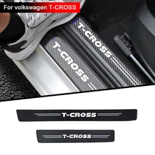 4pcs car accessories Door Sill Protector Stickers PU Leather Carbon Fiber for Volkswagen VW T CROSS T CROSS sticker car styling
