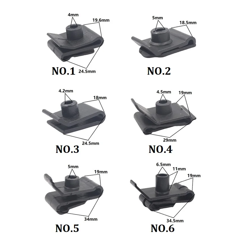 

U-Type Fender lining Nut clips For Toyota Mazda JAC fixed clamp plastic fastener nut grommet Clip