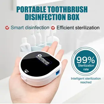 

Toothbrush Sterilizer Fashion Portable UV-C White 2 Colors Bathroom Holder Home Travel Lights, Sterilizer Led ABS+PC Sanitizer