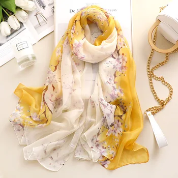 

Lady Style Silk Scarf Two Color Patchwork Shawls and Wraps Korean Style Fashion Broken Flowers Pashmina Women Scarf Winter New