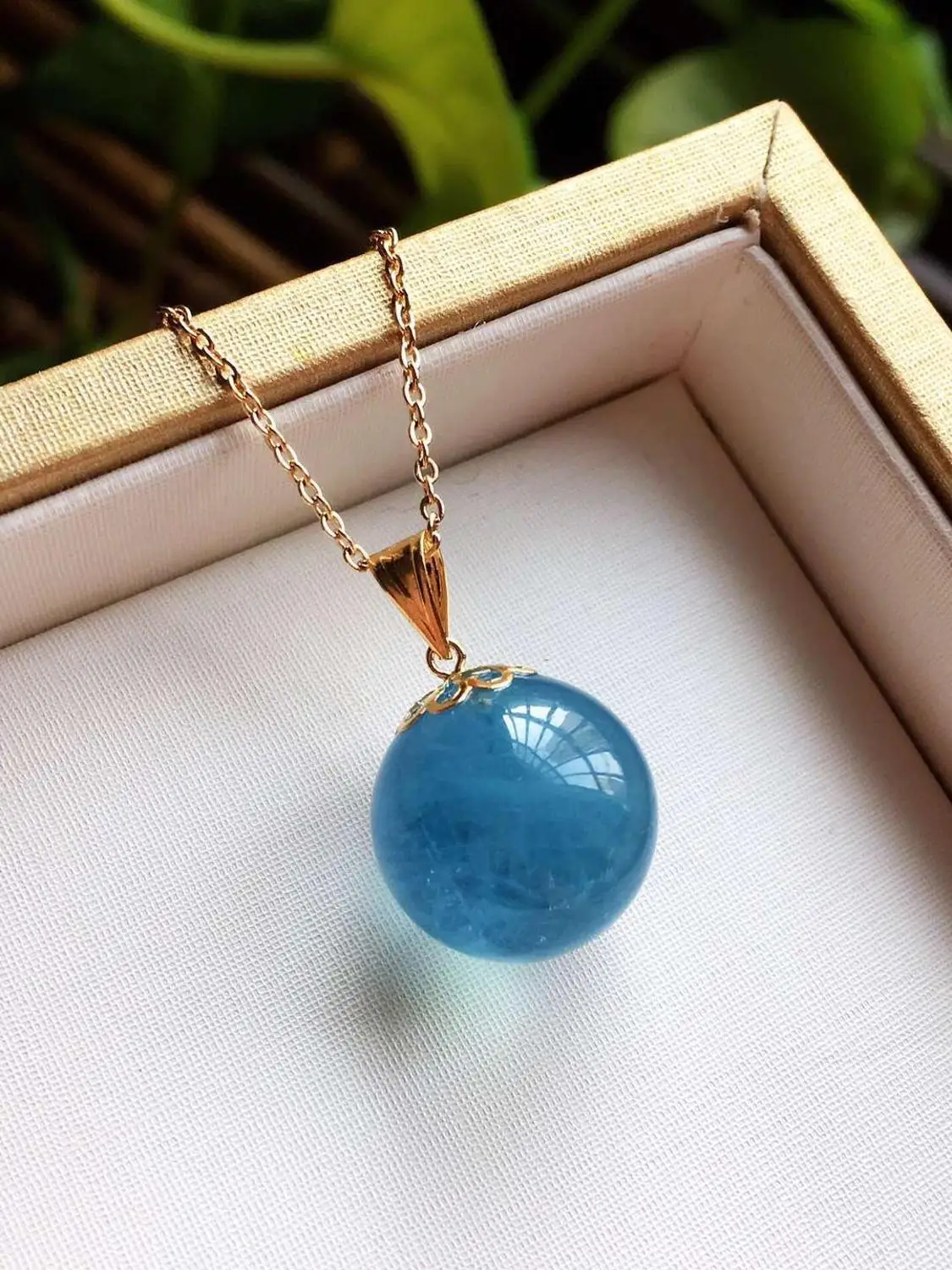 Natural Blue Round Aquamarine Women Men 