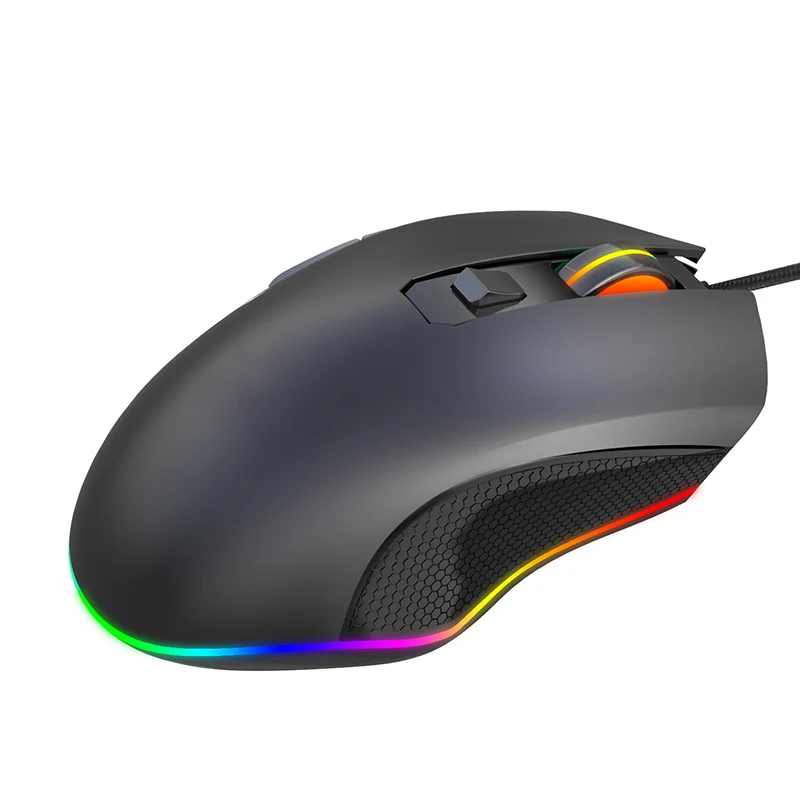 Черный Проводная светящаяся игровая мышь USB оптическая компьютерная мышь 7 программируемая кнопка NK-Shopping - Цвет: Черный