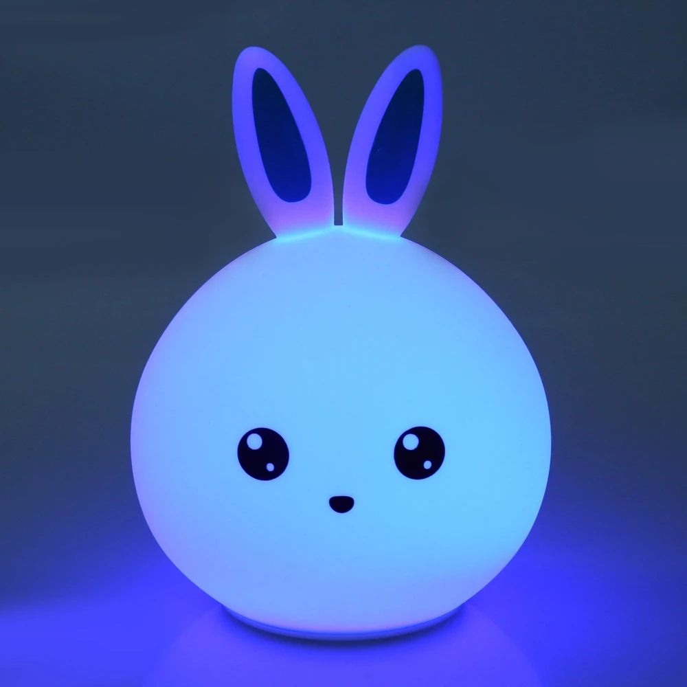 Светодиодный Ночной светильник в виде кролика с инфракрасным датчиком движения для детей, прикроватная лампа для детей, цветной Ночной светильник с сенсорным датчиком