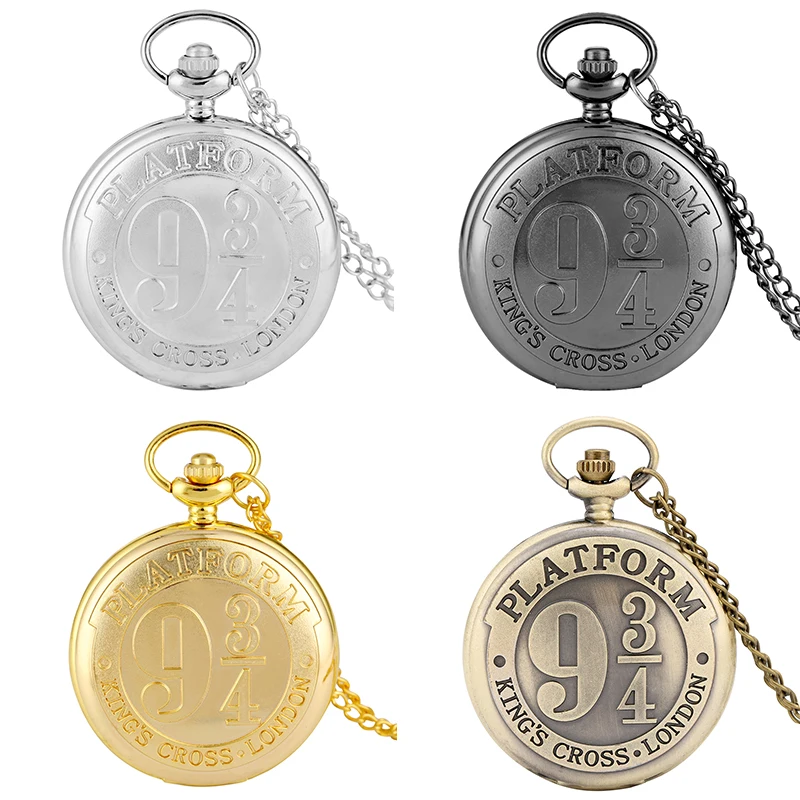 Antique Bronze Pocket Watch Harry Accessory 9 3 4 Pattern Women Men Slim Chain Pendant Necklace 2