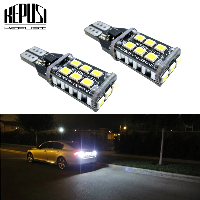 

2x T15 W16W LED Canbus 921 912 Wedge Reverse Light Bulb High Power Super Bright Car Exterior Lamp 6000K White
