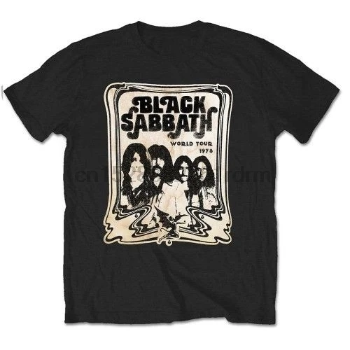 Cotton Shirts 2018 Mens Black T-shirt Sabbath World Tour 1978 Official Vintage Ozzy Plus Size Casual Clothing |