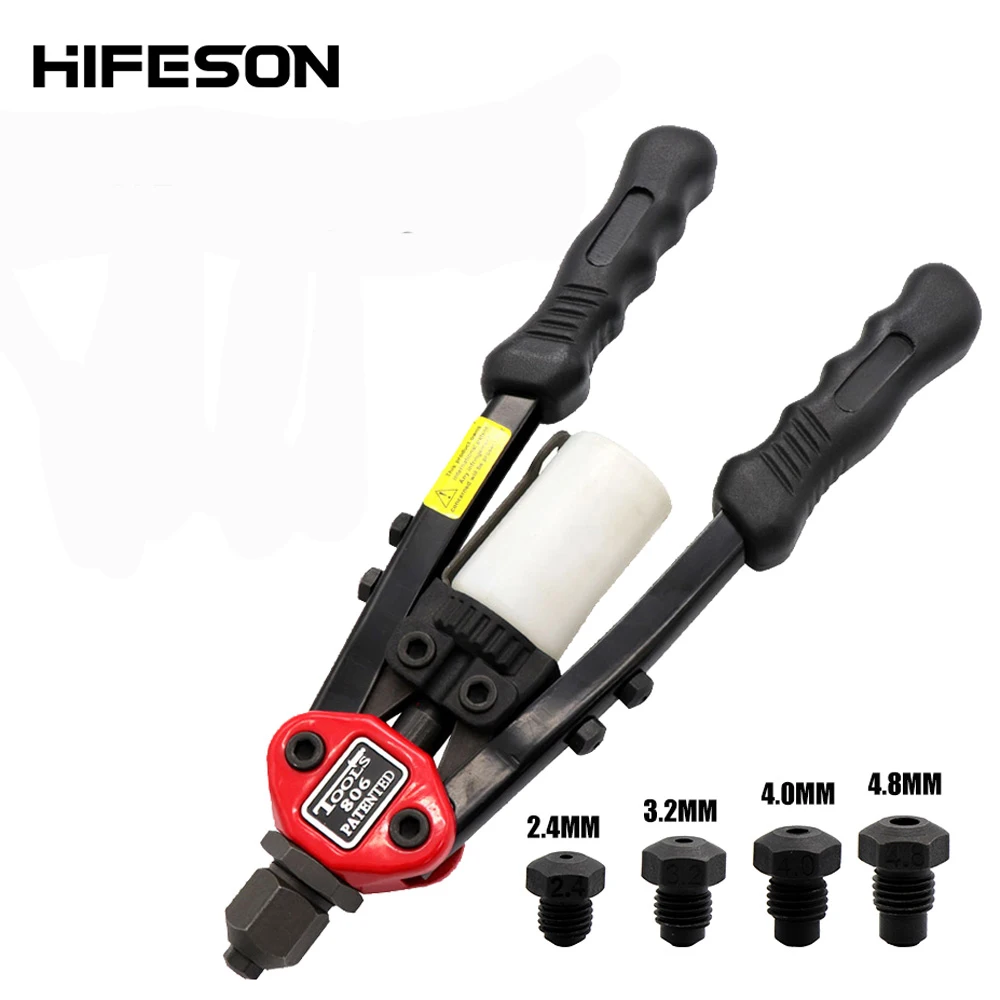 10.5'' Double Hand Manual Blind Rivet Nut Gun Nails Rivets Riveter Riveting Tool for 2.4mm 3.2mm 4.0mm 4.8mm