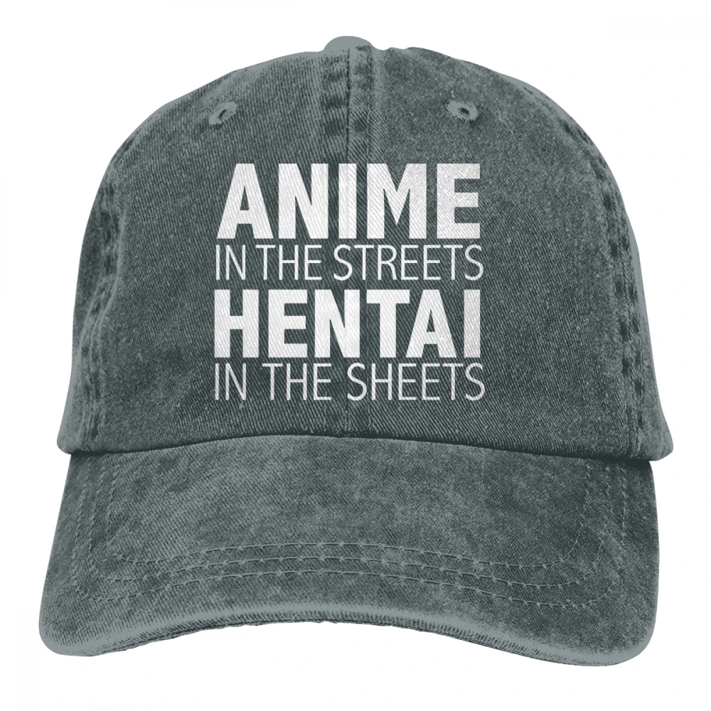 Аниме на улочках Hentai в листах Casquette черные мужские женские джинсовые бейсболка с ремешком кепки регулируемые Гольф папа шляпа