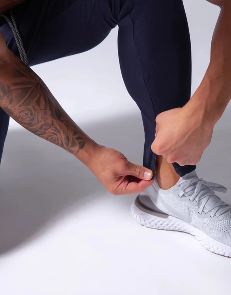 nova marca lado zíper calças esportivas dos homens de jogging calças moletom ginásio fitness musculação calças de treinamento dos homens