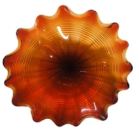 A4871-Hand Blown Platter Murano Glass Red Clear Plates Home Wall Decoration 2