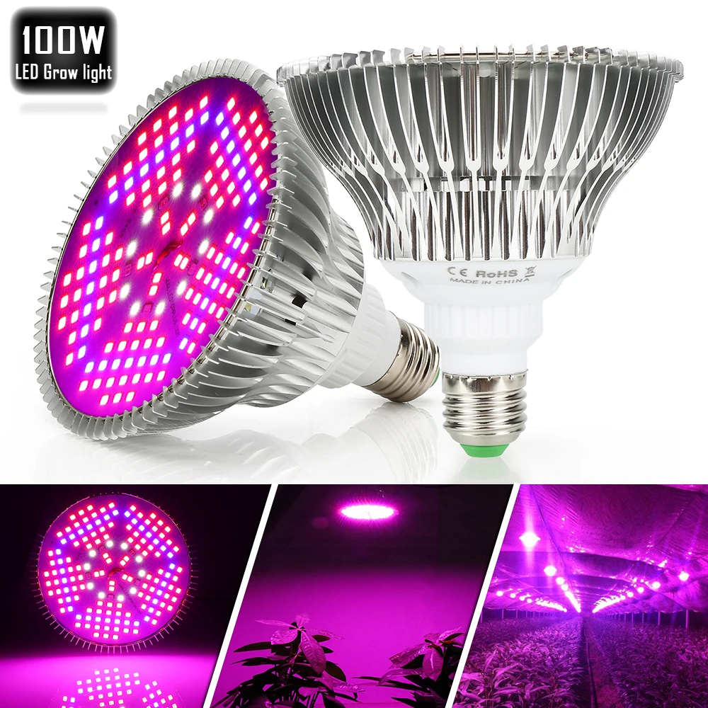 

100W E27 LED Grow Light Plant Growth Lamp Led Bulb for Flower Seedlings Aquarium Indoor Plants Led Plant Growth Lamps