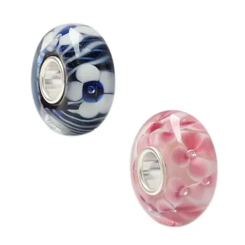 

Emith Fla 100% 925 Sterling Silver Big Hole Flower DIY Lampwork Charm Bead Fit European Bracelet Bangle Jewelry Accessories