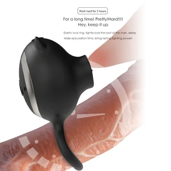 

Wearable Cunnilingus Vibrating Cock Massage Rings,Tongue Licking Clitoris Massager for Effective Delay Pleasure Toys for Adults