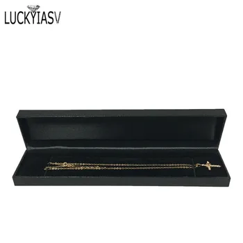 

Wholesale 10pcs/lot Black Leatherett Pendant Box Jewelry Display Necklace Cases Gift Boxes Organizer Holder Case 22.8*5*2.5cm