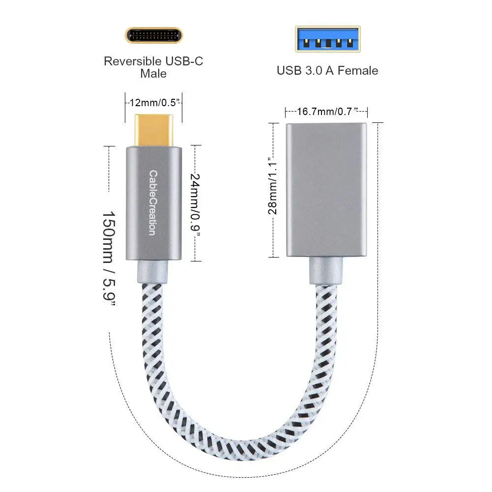 USB C к USB адаптеру, USB-C к USB-A 3,0 Женский адаптер OTG(on-The-go) кабель, совместимый с новым MacBook(Pro), Dell XPS 13/15