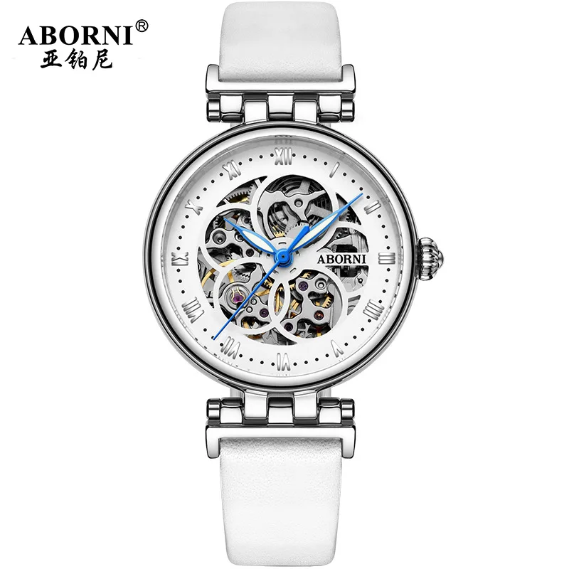 2021 Mechanical Watch Women Bracelet Watch Automatic Wristwatch Leather Stainless Steel Band Female Clock Chic Reloj Mujer 
