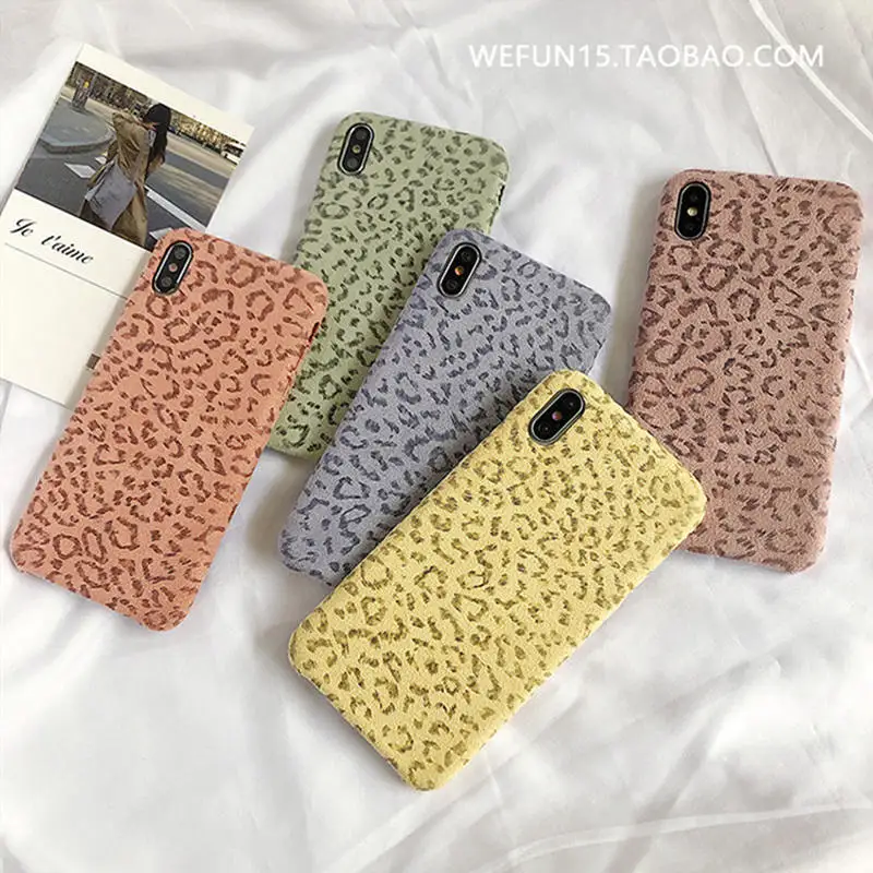 

Leopard Grain Pattern Warm Cloth Soft Case for Iphone 7 Case Frosted Comfortable Phone Case for Iphone 6 7 8 Plus X Xs Max Case