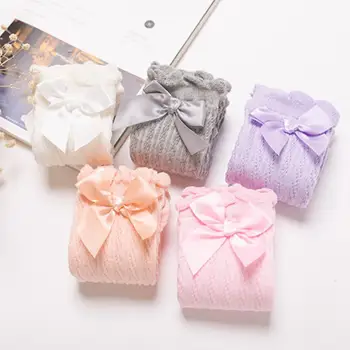 

1 Pair Cute Toddler Baby Girls Princess Solid Color Ribbon Bowknot Soft Knee High Socks