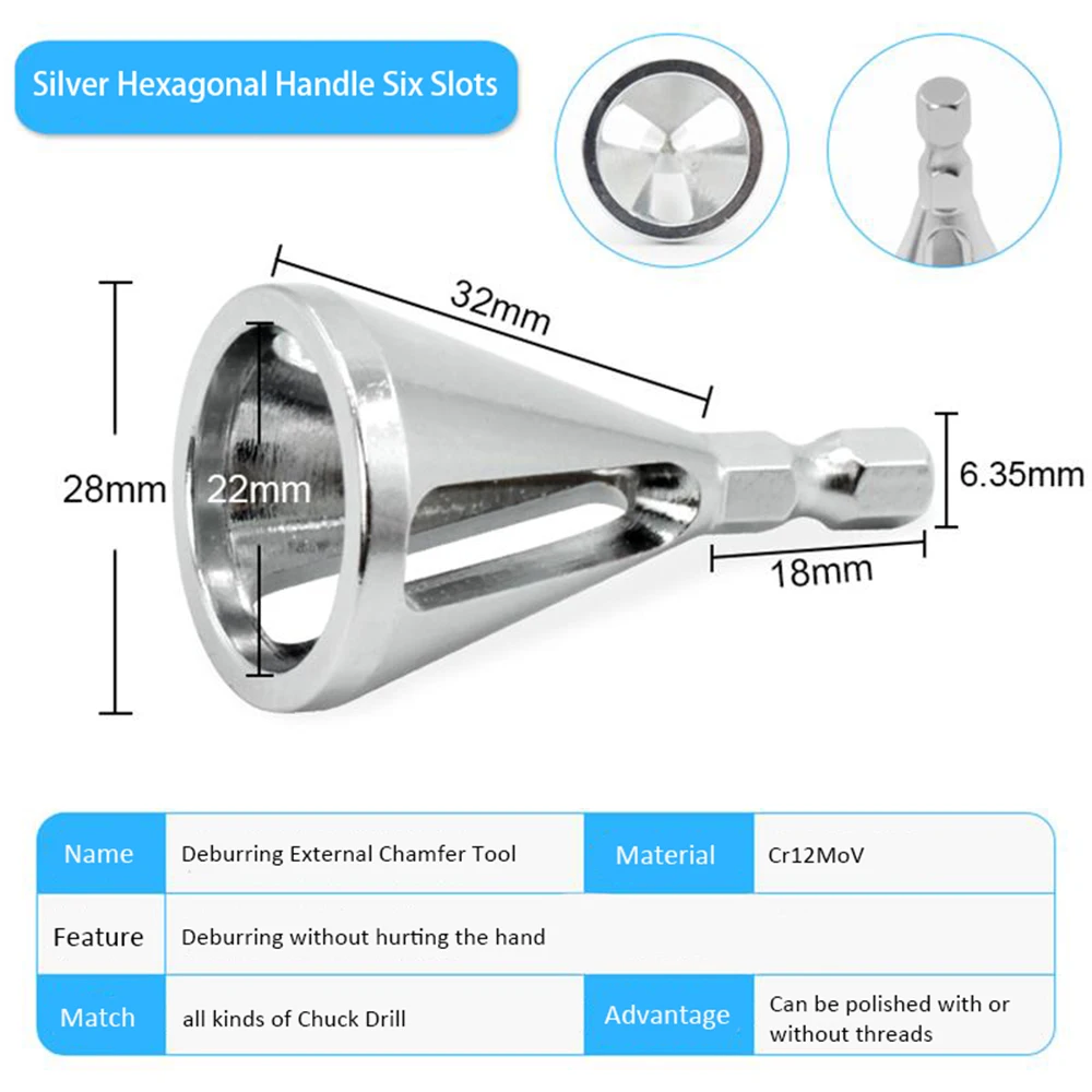

New Chamfering Tool Deburring External Chamfer Tool Drill Bit Remove Burr Repairs Tools Silver Triangular Handle Hex Handle Chuc