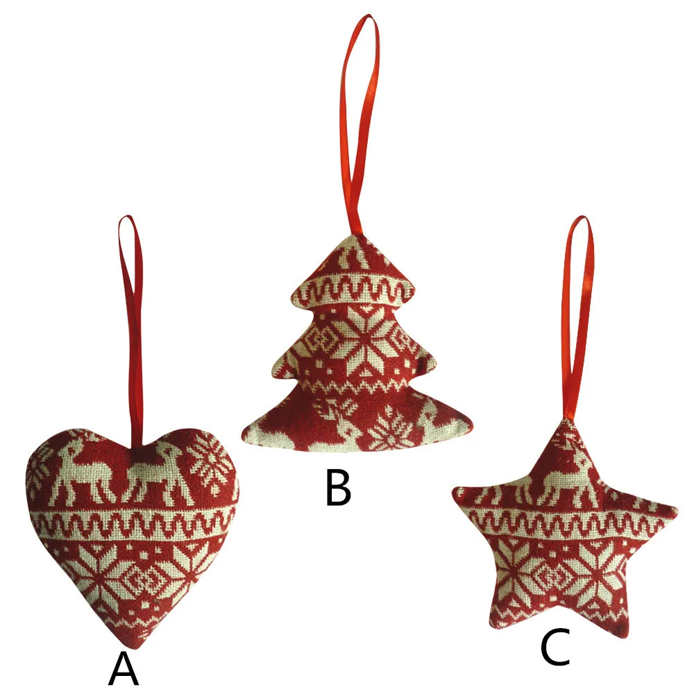 Рождественский Декор подарки льняные в форме сердца Рождественская елка Звезды орнамент с рождественской елкой рождественские украшения для дома navidad
