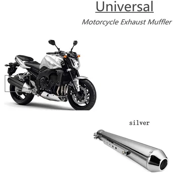 

Motorcycle Cafe Racer Exhaust Pipe with Sliding Bracket Matte Silver all