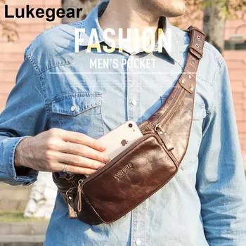

Lukegear 100% Genuine Leather Waist Bags Fanny Pack for Men Handmade Retro Packs