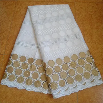 

100% Cotton Gold African Lace Fabric 2019 High Quality French Swiss voile Embroidery Lace Fabric 5Yards Nigerian Wedding Dress