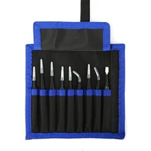 9 шт. Электроника промышленный пинцет антистатические ESD прецизионные щипцы из нержавеющей стали для ремонта телефонов набор ручных инструментов с сумкой