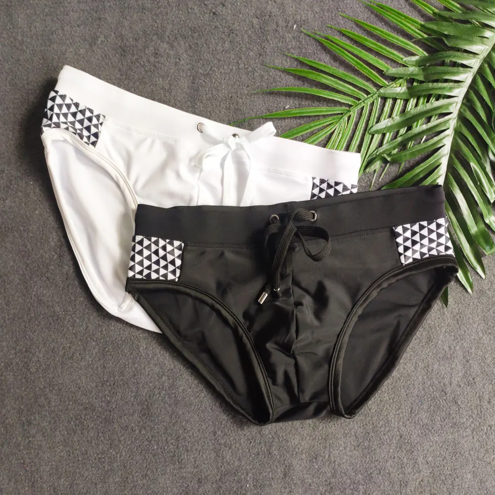 UXH Brand Mens Swimming Briefs Push Up Pad Sexy Bulge Penis Fashion Triangle Printing Swimwear Surf Board Beach Shorts Swim Suit mens swimsuit