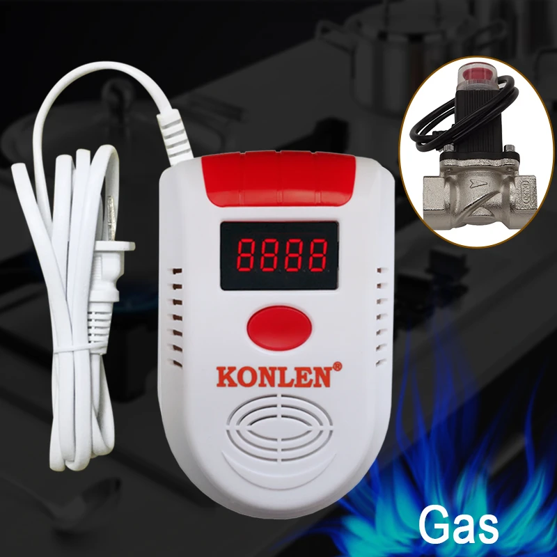 Detector de fugas de Gas CH4, válvula de cierre Digital, Sensor de alarma de fugas de metano LPG, cableado inalámbrico para seguridad del hogar|Sensor y detector| - AliExpress