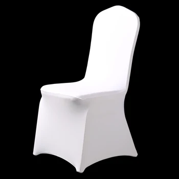 50 pezzi/100 pezzi fodere per sedie da sposa in spandex bianco tessuto in poliestere elastico elasticizzato universale per banchetti per feste in hotel 1