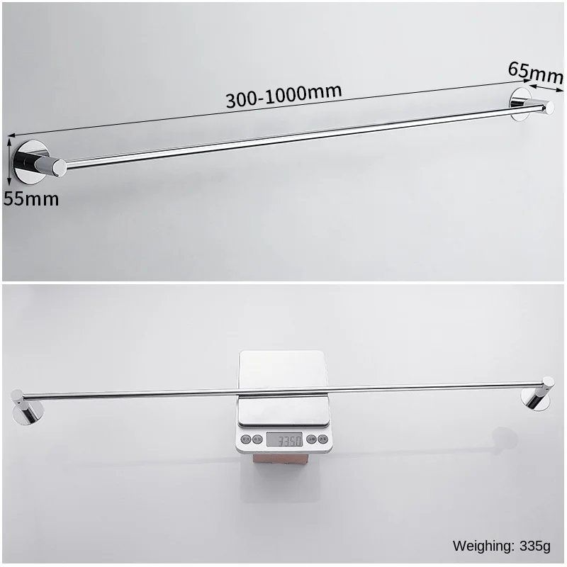 Wall Mounted Chrome Plated 60cm Single Towel Bars Bathroom Towel Hanger Bathroom Accessories Rack