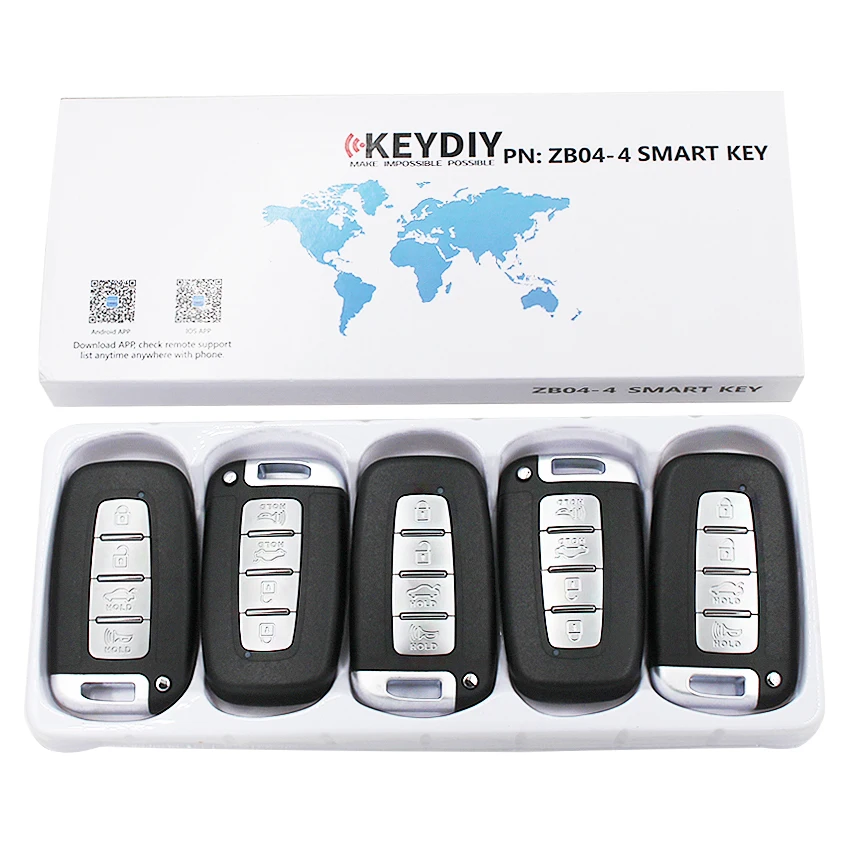 5PCS/LOTUNIVERSAL ZB04-4 KD SMART KEY REMOTE FOR KD-X2 CAR KEY REMOTE REPLACEMENT FIT MORE THAN 2000 MODELS
