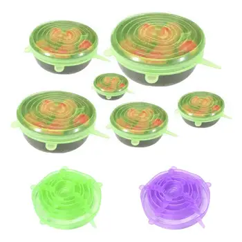 

6pcs/set Reusable Silicone Stretch Lids Vacuum Seal Suction Cover Food Wrap Bowl Pot Lids