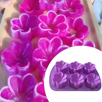 

6-Cavity Flower Cake Jelly Mousse Mold Chocolate Baking Soap Mould Tray Ice Cube Chrysanthemum Begonia Flower