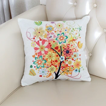 

Plants Flowers Pattern Sofa Bed Cushion Cover Square Home Office Waist Pillowcase Single-sided Car Chair Seat Pillow Cover