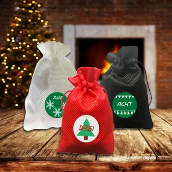 

24pcs/set Christmas Advent Calendar Gift Candy Bags with Stickers Clips Rope 425D