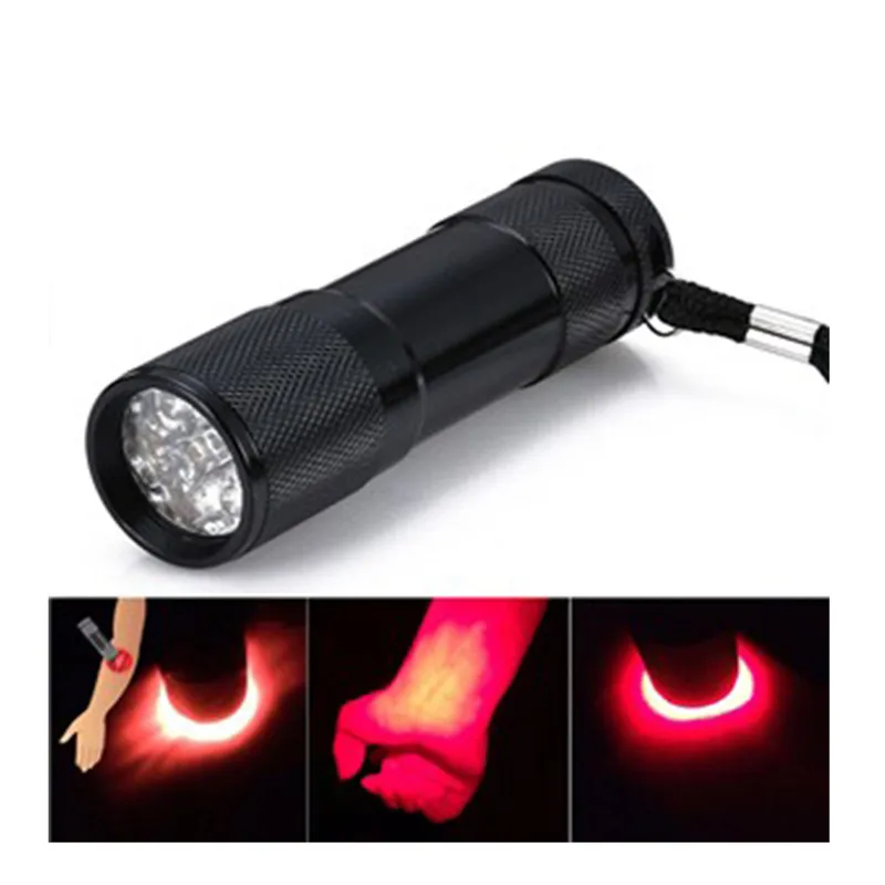Mini Pocket Red Flashlight 9 LED 670 nm Powerful Red Flashlight Red Light Torch For Hunting Astronomy Star Tactical Flashlight 2