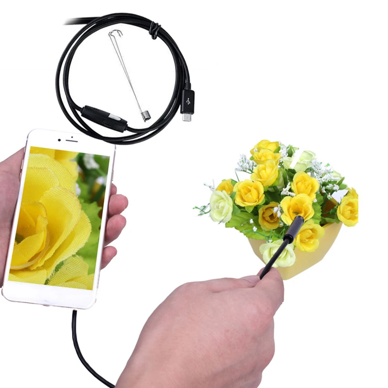 Эндоскоп IP67 Водонепроницаемый 7 мм 1 М камера Android Мини гибкий эндоскоп камера 6LED прицел камера s змея