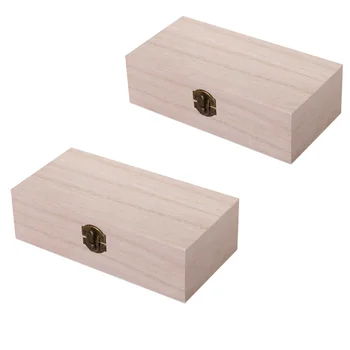 

2PCS Wood Box Prime High Quality Durable Tea Storage Box Retro Wood Box for Home