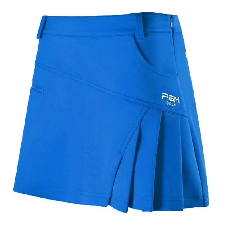 PGM Женская юбка для гольфа одежда для гольфа для девочек женские летние хлопковые мягкие дышащие плиссированные юбки для гольфа для бадминтона и настольного тенниса - Цвет: Синий